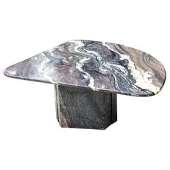 Vintage Solid Marble Postmodern 1980s Coffee Cocktail Table