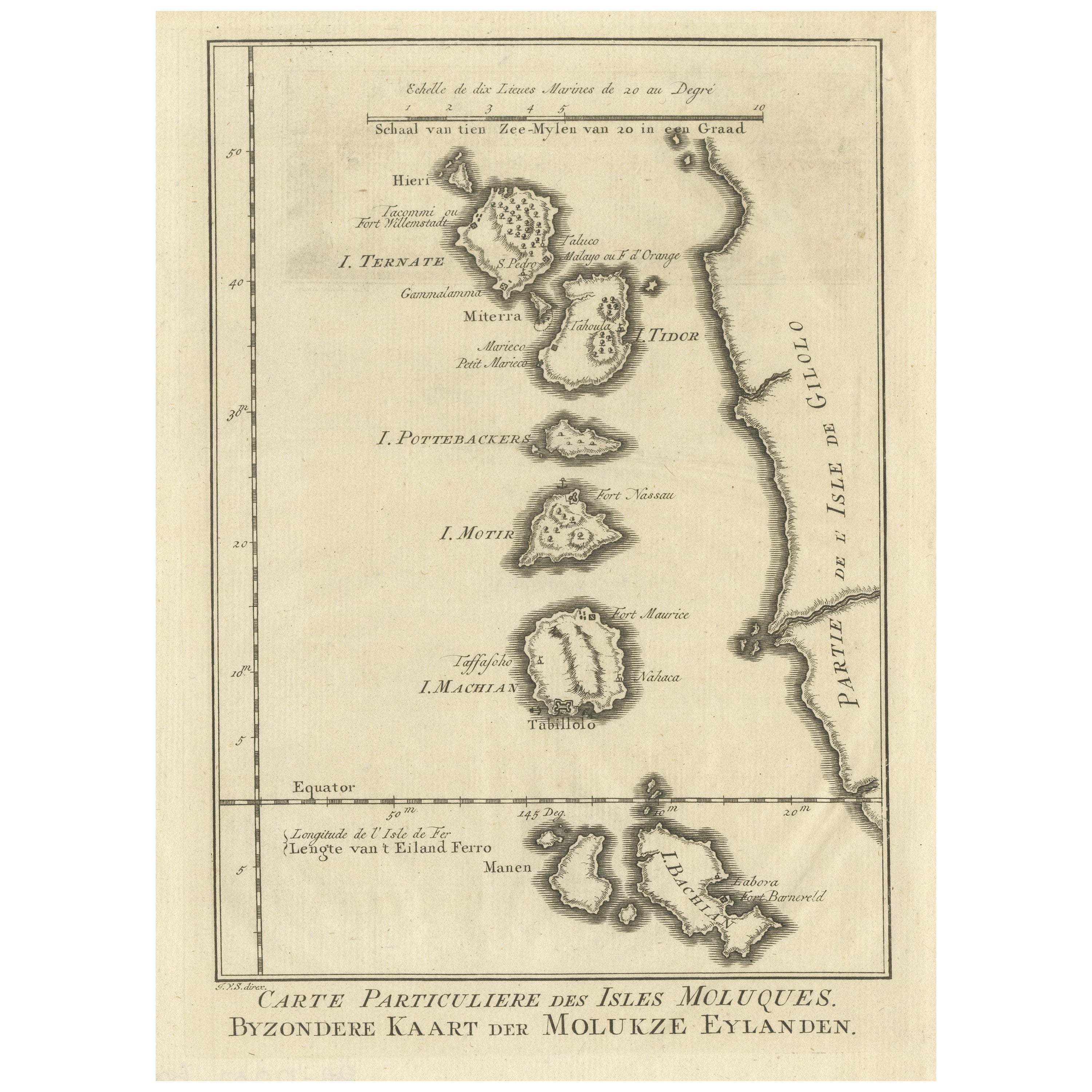 Carte ancienne d'origine des îles ou moluccas de Maluku