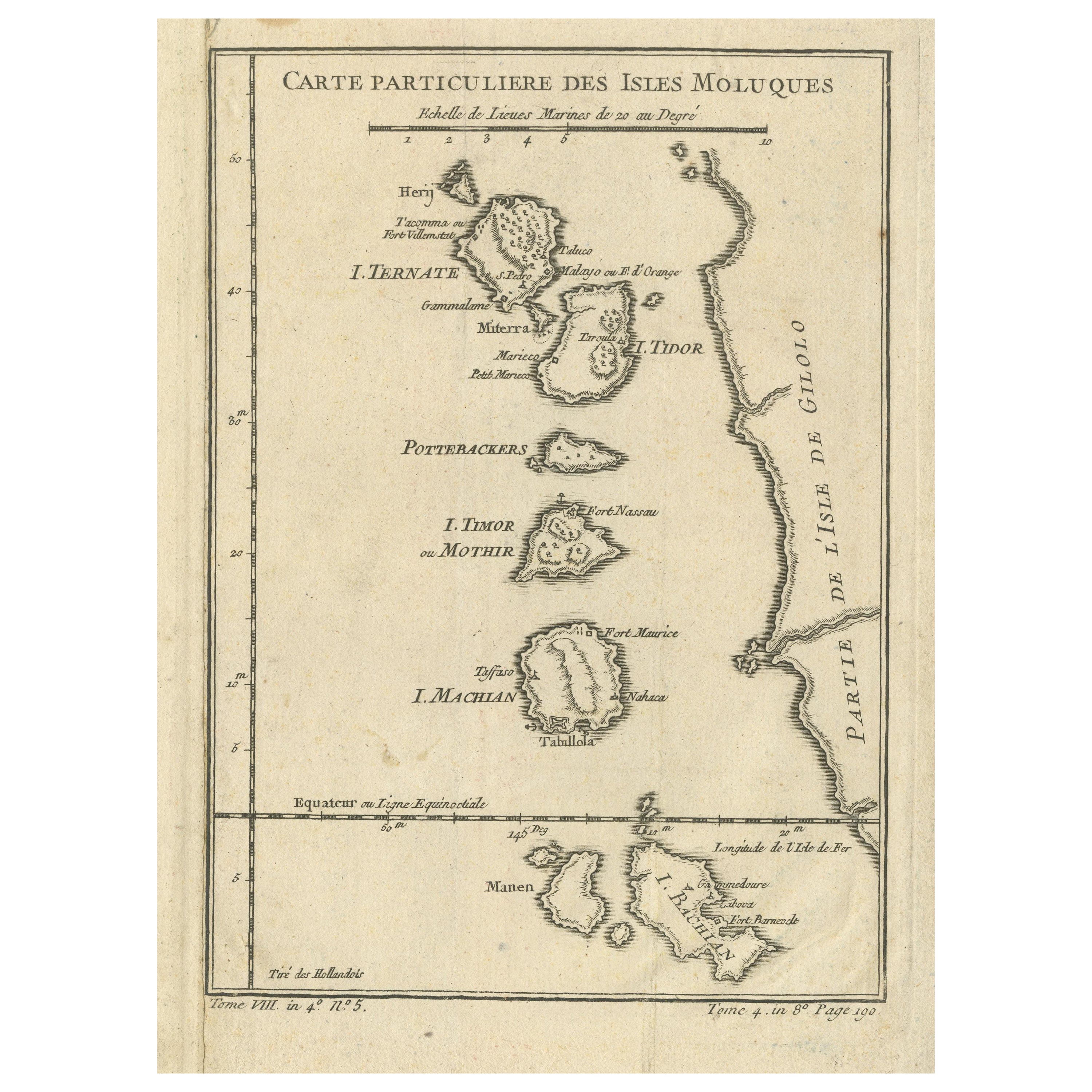 Antique Map of the Maluku Islands or Moluccas, Indonesia