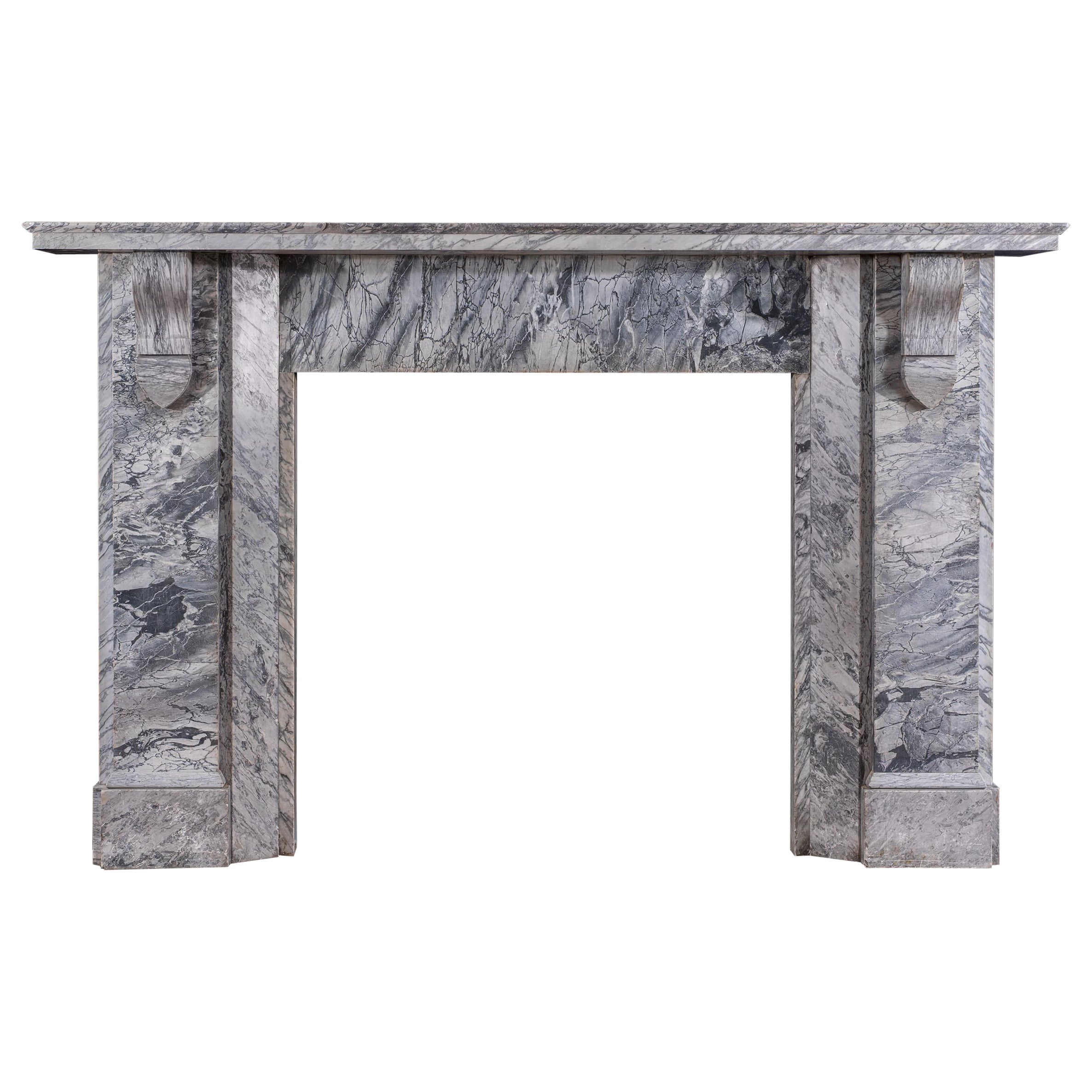 Bardiglio Fiorito Marble Victorian Fireplace For Sale