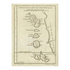 Carte ancienne originale des îles ou moluccas de Maluku, Indonésie