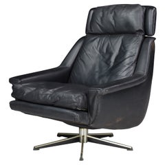 Antique Werner Langefeld For ESA Møbelværk Patinated Leather Lounge Chair Denmark 1960s