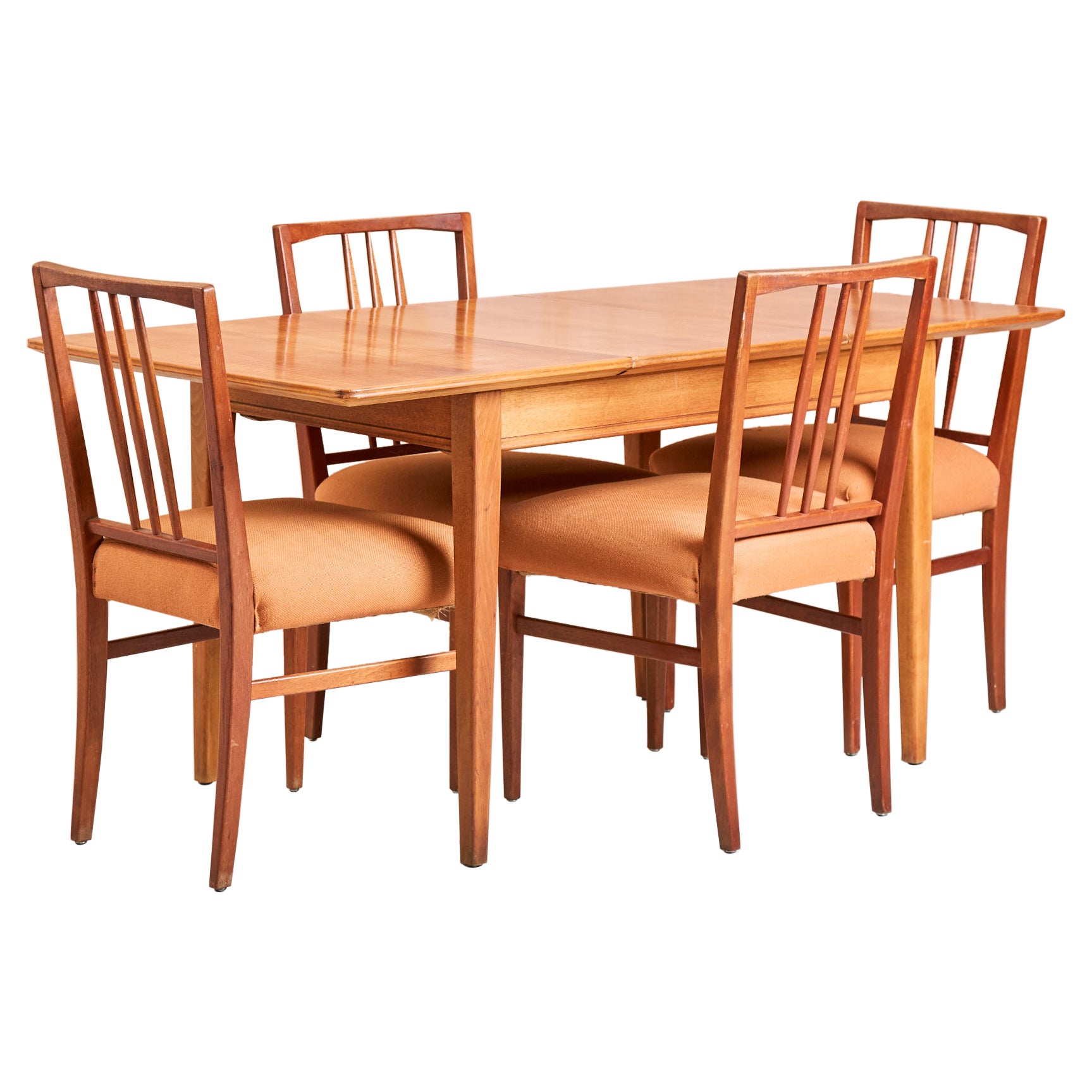 Gordon Russell table de salle à manger à rallonge et chaises en chêne vintage du milieu du siècle dernier, années 1950
