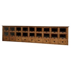 1950s French Very Large Craft Furniture in Pine and Walnut with 27 Drawers