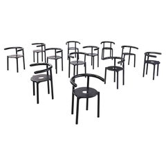 Vintage Italian Modern Black Metal Plastic Chairs 4855 by Anna Castelli Kartell, 1990s