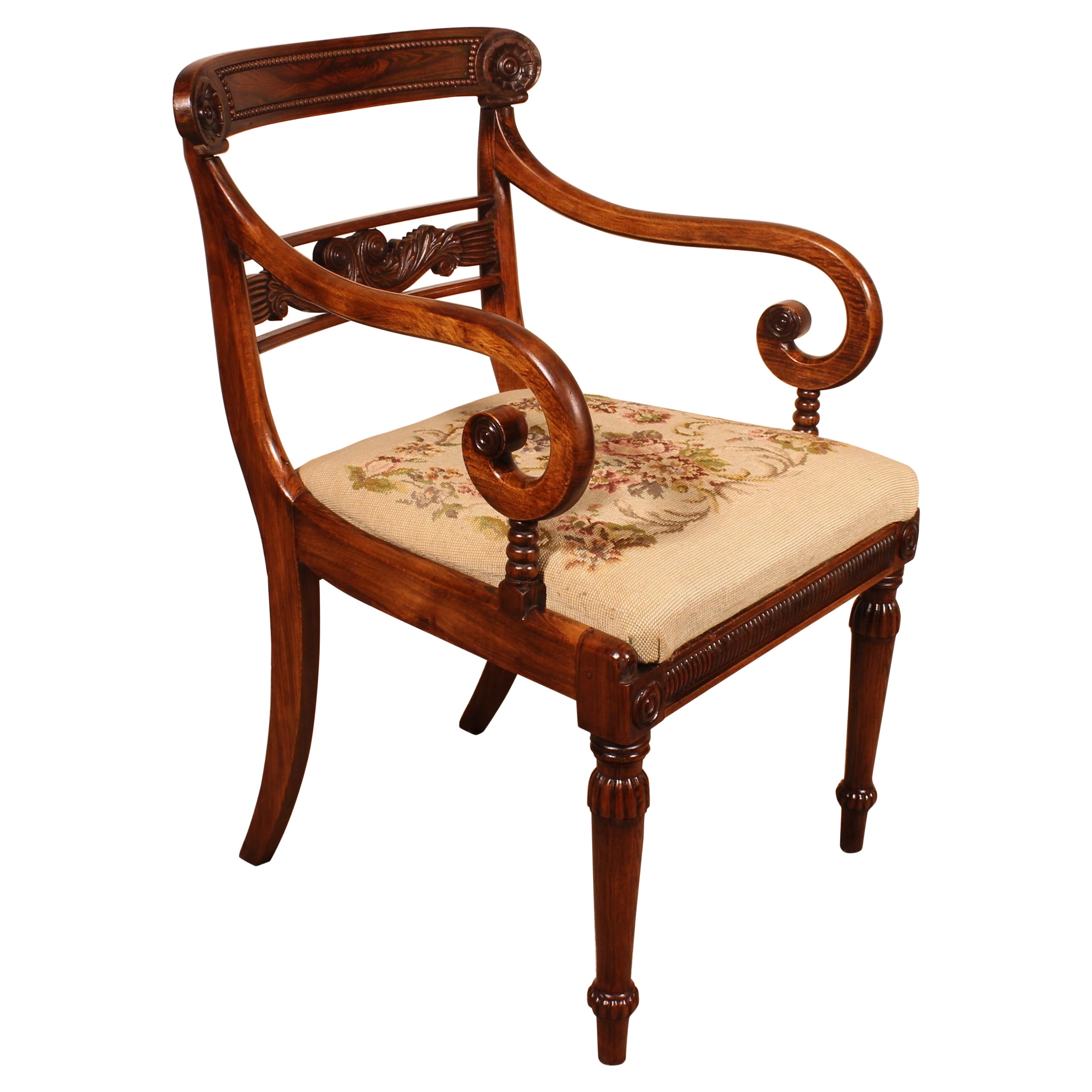 Armchair In Rosewood Regency Period, circa 1810 For Sale