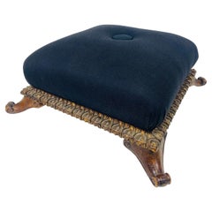 Retro Handsome Oversized, Theodore Alexander Upholstered Rococo Style Ottoman 