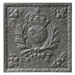 Plaque de cheminée française Louis XIV du 17e-18e siècle « Arms of France »