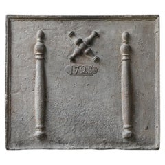 Plaque de cheminée ancienne Louis XIV Pillars with Saint Andrew's Cross
