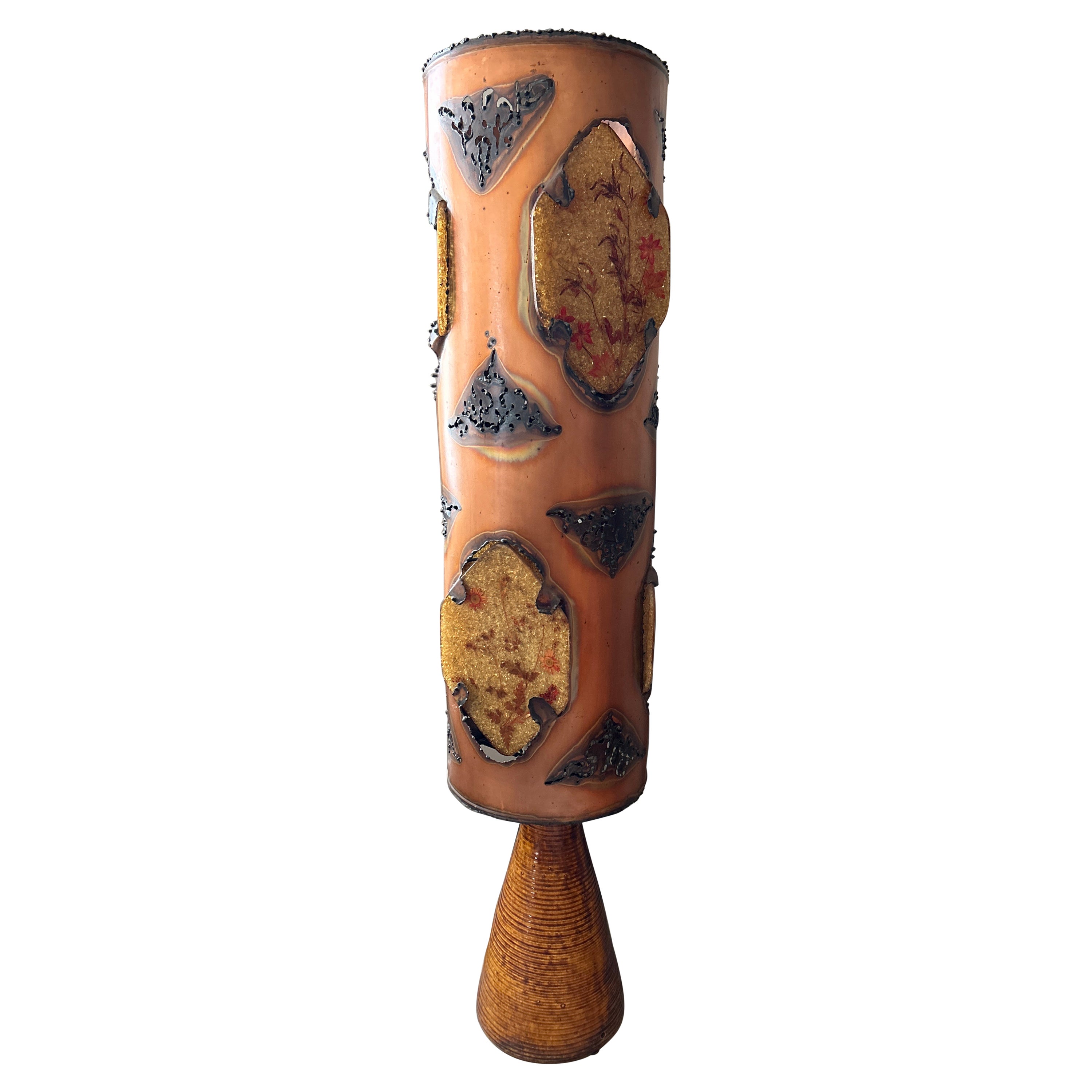 Accolay Floor Lamp in Ceramic, Resin and Copper, 1970 For Sale