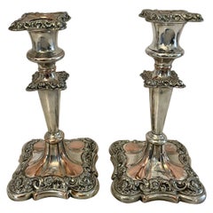 Pair of Antique Victorian Quality Ornate Sheffield Plated Candlesticks