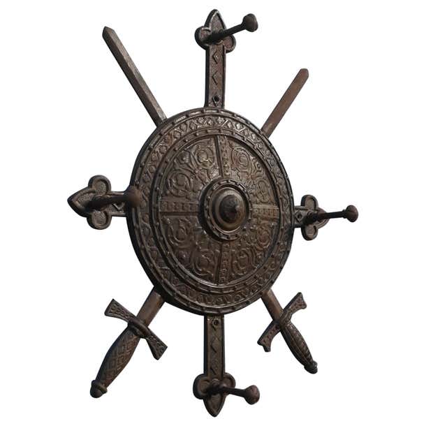 Medieval Rack Steel Cast Iron Medieval Style Coat Rack, circa 1900 For Sale at 1stDibs