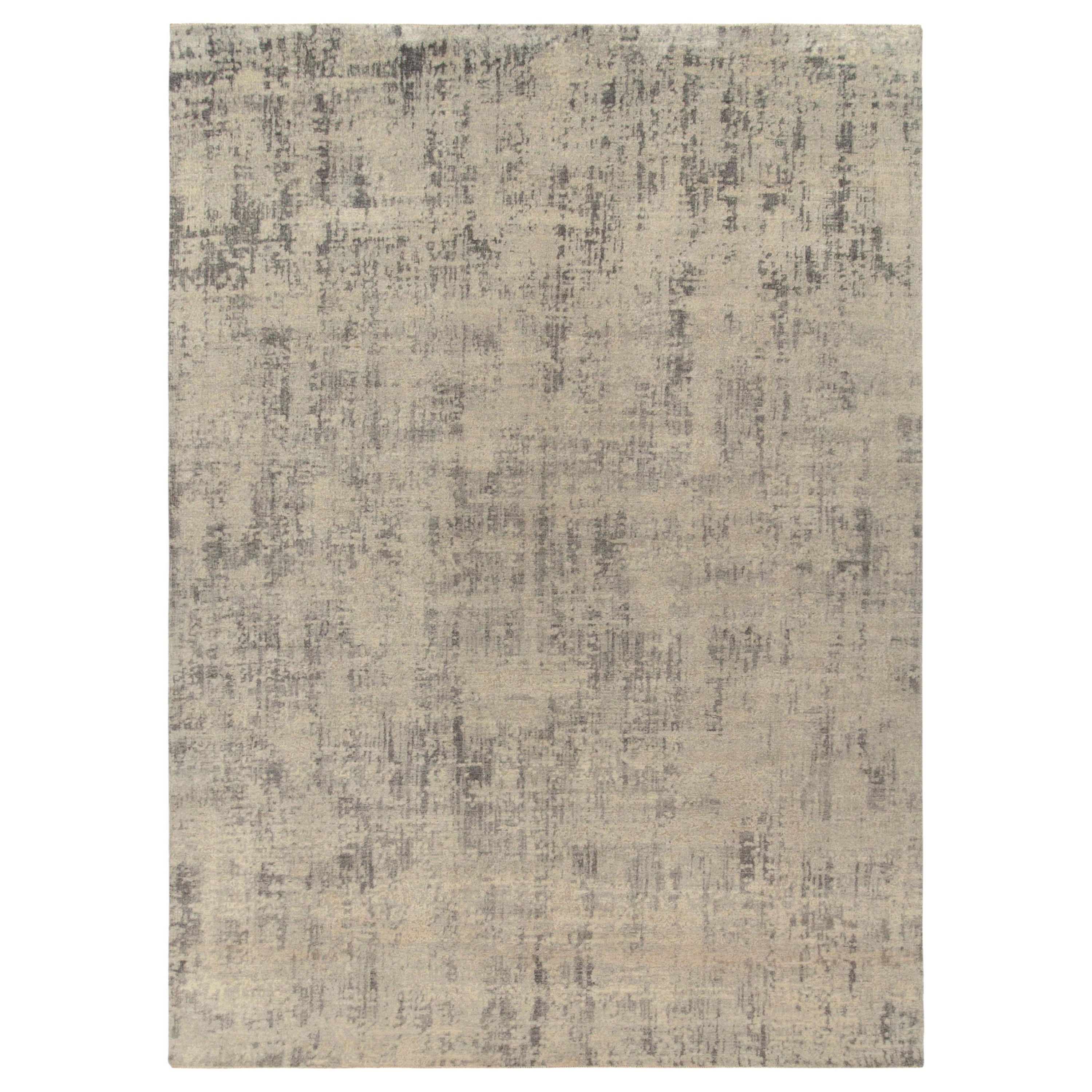 Rug & Kilim’s Abstract Rug in Greige and Taupe Striae For Sale