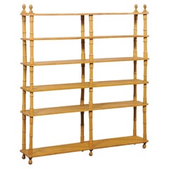Used 19th Century English Faux Bamboo 5.5 Ft Tall Painted Wood Bookshelf