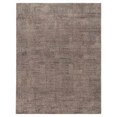 Rug & Kilim's Hand-Knotted Abstract Rug in Grey, Beige-Brown Geometric Pattern