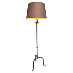 Spanish Midcentury Iron Floor Lamp on a Tall Tripod Base