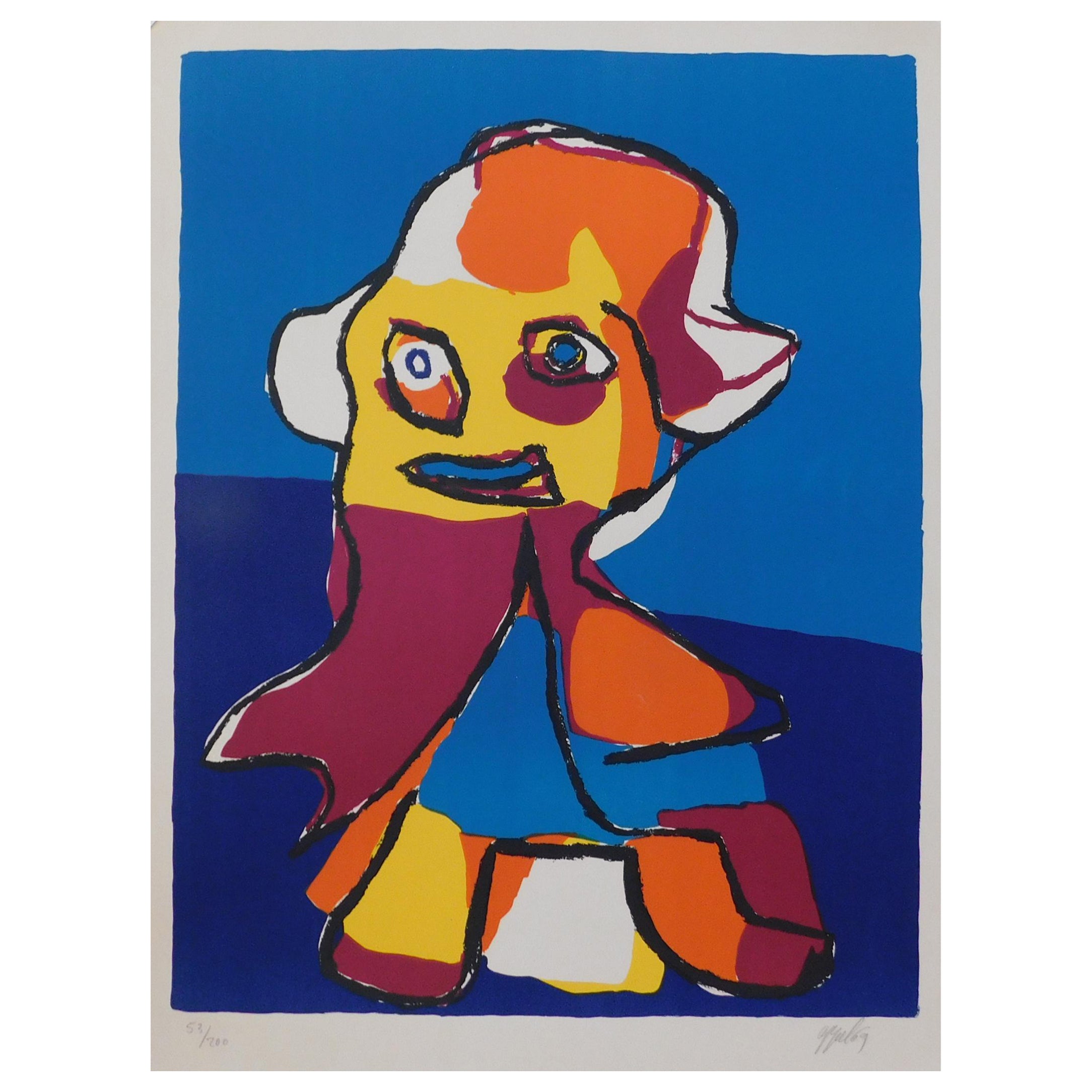 Karel Appel Abstract Original Color Lithograph, 1969  For Sale