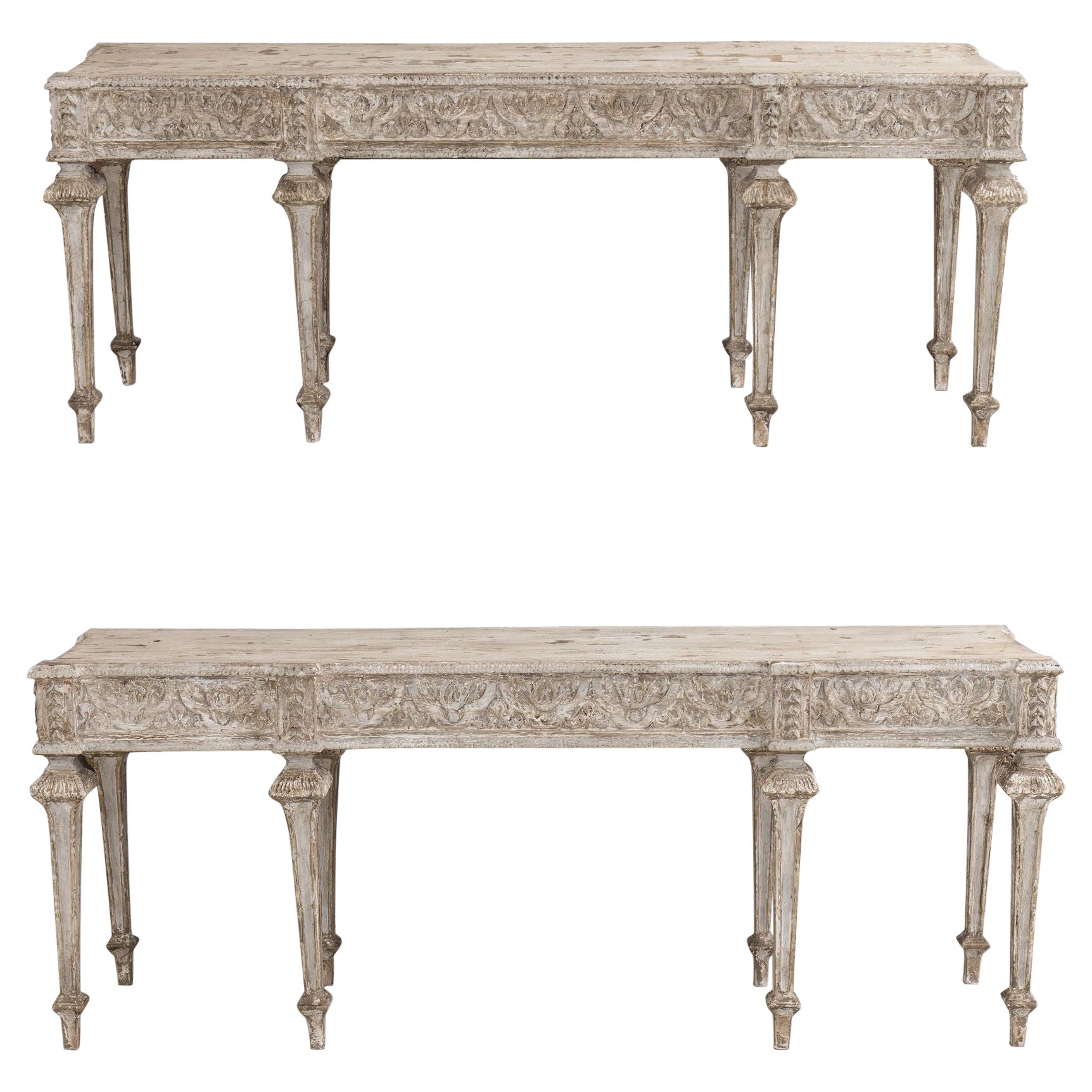 Pair of Italian Neoclassical Style Painted Console Tables