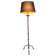 Used Spanish Black Painted Iron Floor Lamp