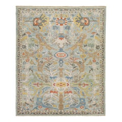 Modern Multicolor Sultanabad Room Size Wool Rug with Allover Motif