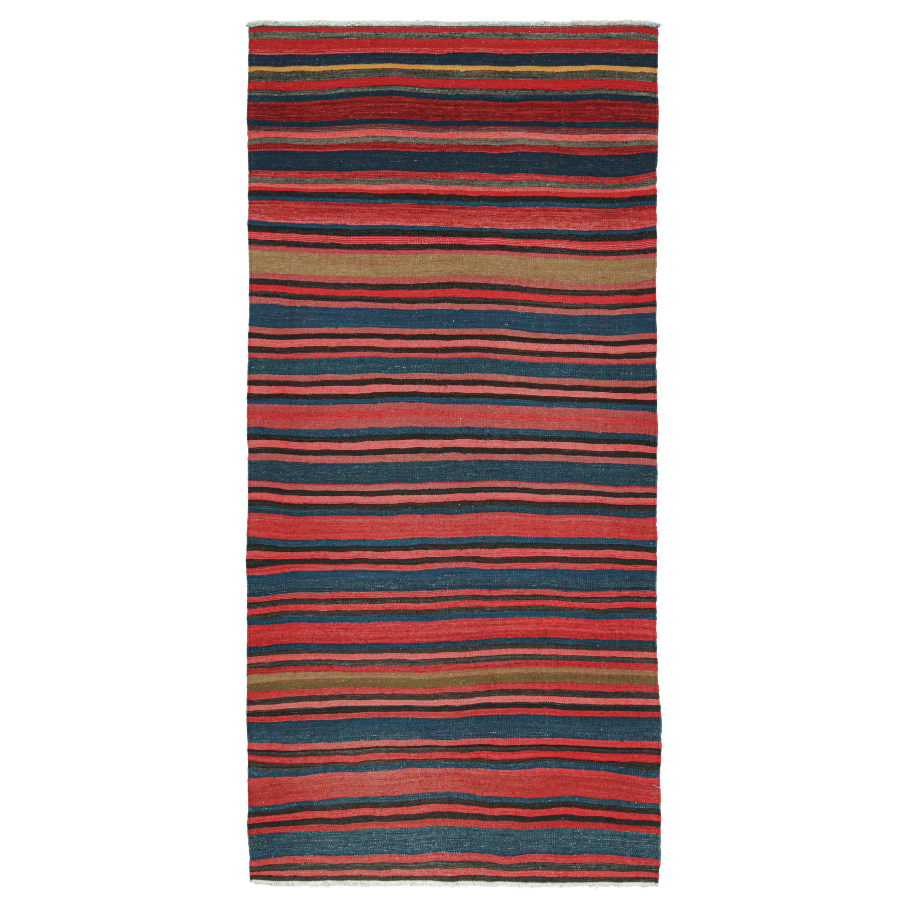 Vintage Bidjar Persian Kilim in Red with Multicolor Stripes For Sale