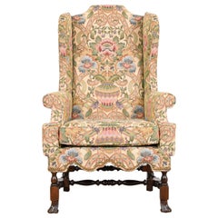 Baker Furniture William and Mary Upholstered Wingback Library Chair