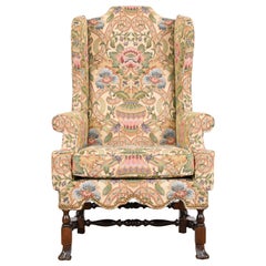 Vintage Baker Furniture William and Mary Upholstered Wingback Library Chair