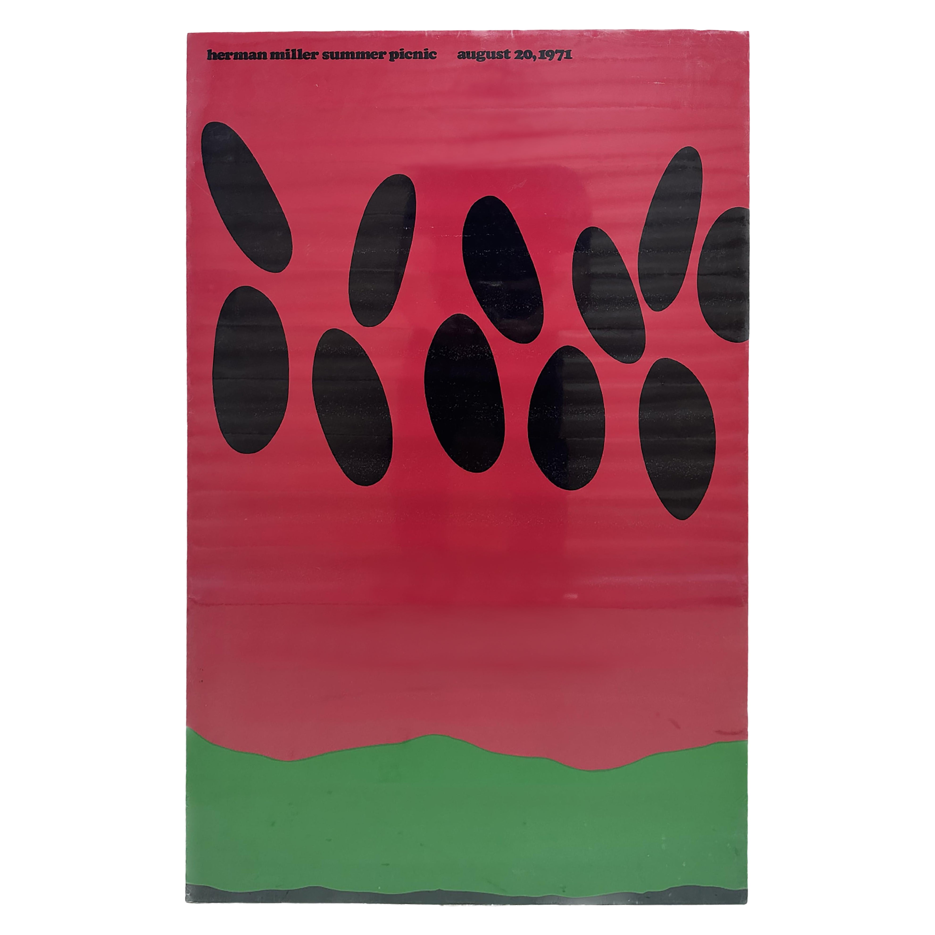 "Herman Miller Summer Picnic August 20, 1971" Lacquer Screen Print by Frykholm For Sale