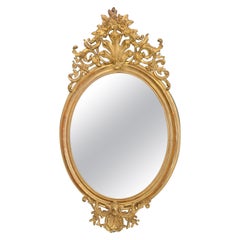Napoleón iii French Carved Golden Wood Oval Mirror
