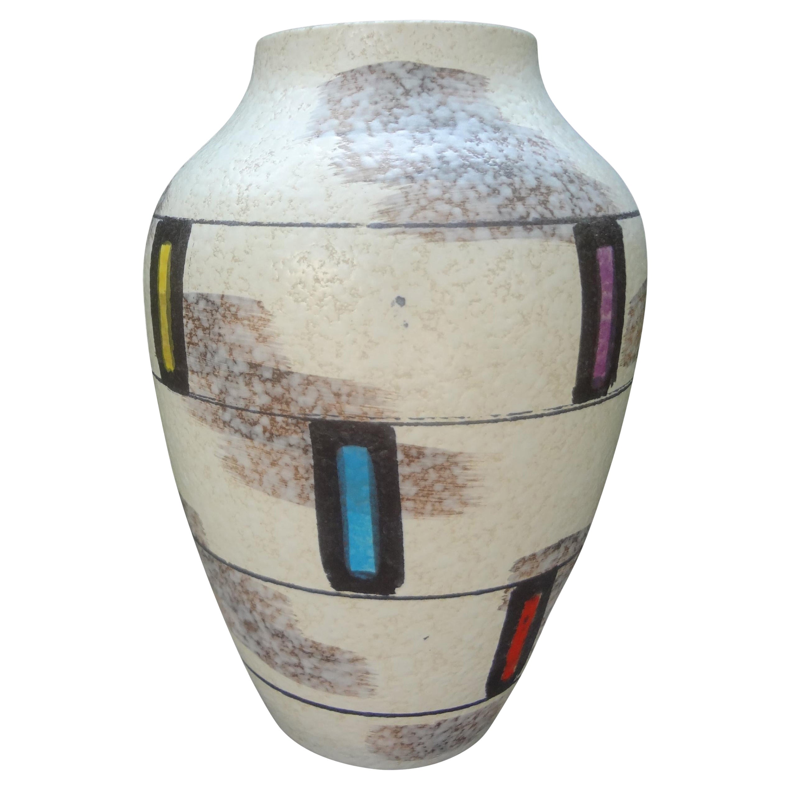 Vaso astratto di metà secolo in ceramica smaltata della Germania Ovest