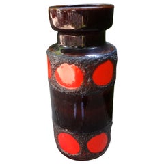Vintage West German Glazed Pottery Vase with a Geometric Design
