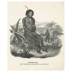 Antique Print of a Native of the Bismarck Archipelago, Port of Carteret
