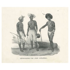 Antique Print of Inhabitants of New Guinea