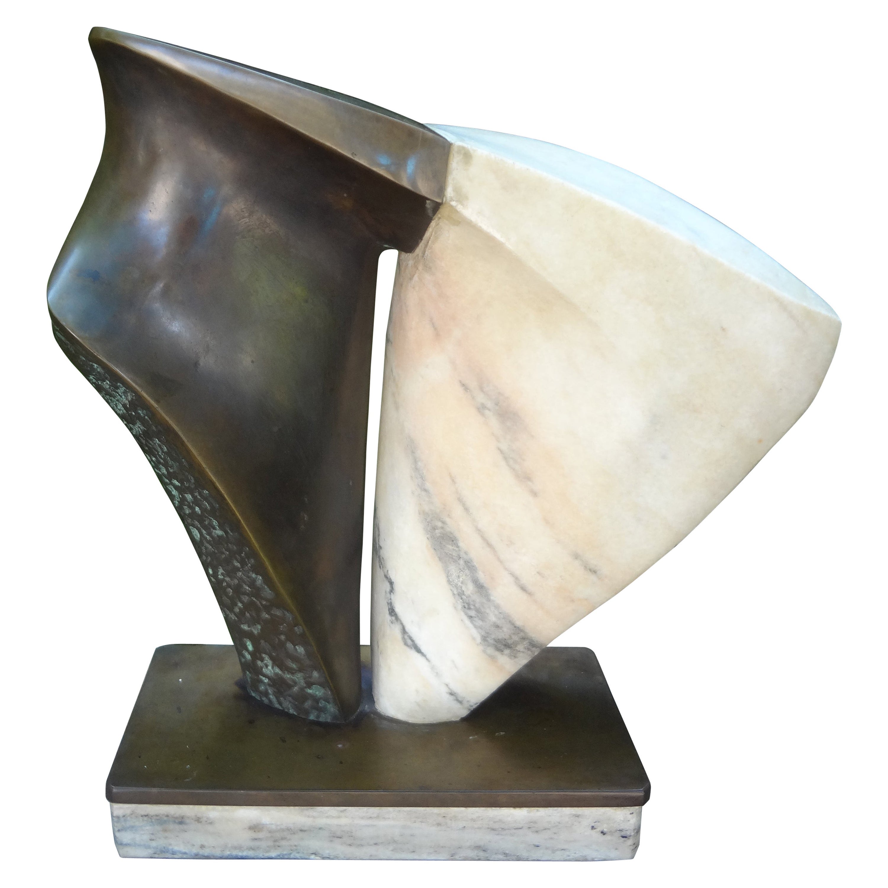 Modernist Bronze And Marble Abstract Sculpture
