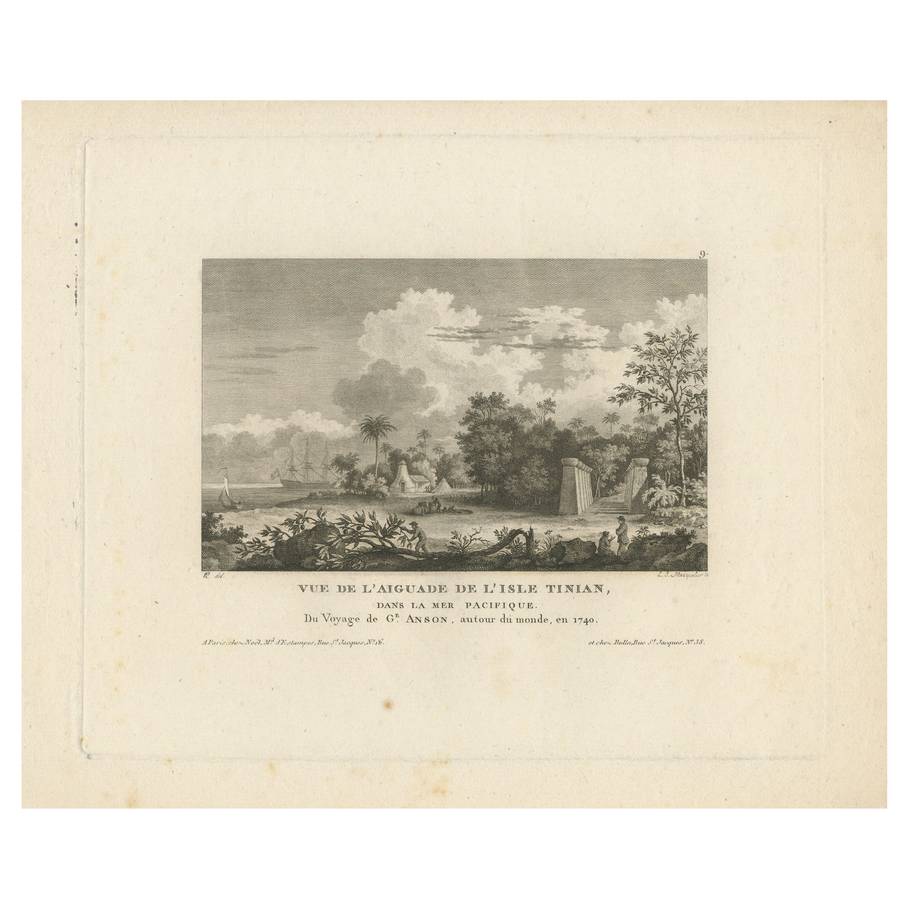 Antique Print of Tinian Island, Part of the Northern Mariana Islands