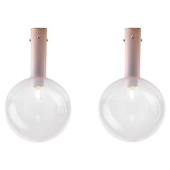 Ensemble de 2 lampes de surface en sphaerae rose par Dechem Studio