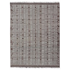 Moroccan Style Modern Casual Hand Knotted Rug In Cream and Tan With Texture