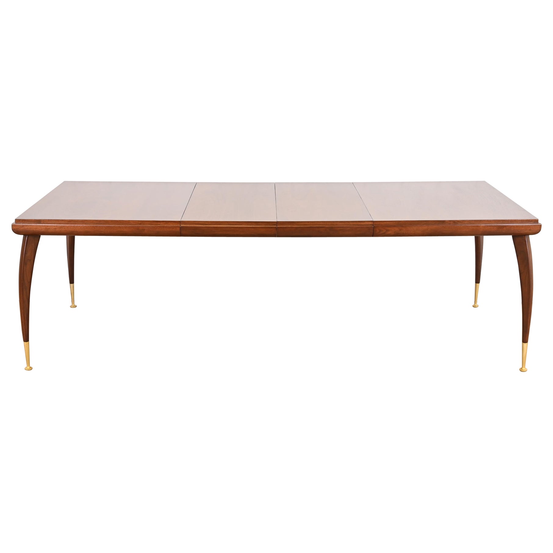 Gio Ponti Style Mid-Century Modern Walnut Extension Dining Table, Refinished