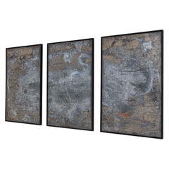 Used Abstract Metal Triptych in Wooden Frame