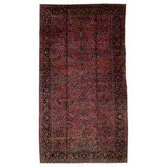 Tapis persan Sarouk du 20e siècle en laine surdimensionnée avec motif floral classique