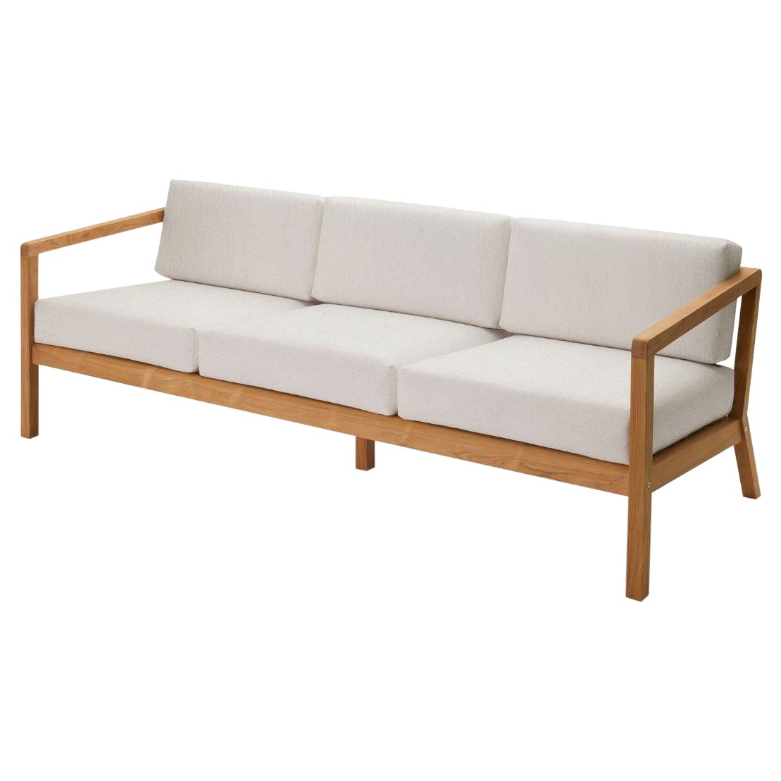 3-Sitzer-Sofa für den Außenbereich „Virkelyst“ aus Teakholz und Papyrus-Stoff für Skagerak