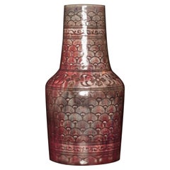 Art Nouveau Shell Pattern Stoneware Vase by Augusta Delaherche