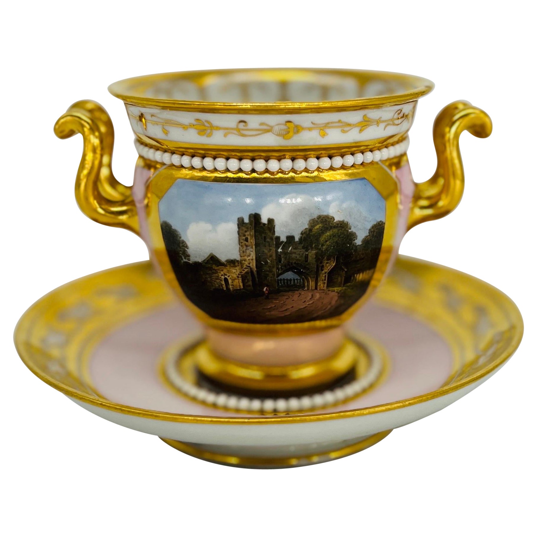 Flight Barr & Barr Porcelain Cabinet Cup & Saucer Attr Thomas Baxter, circa 1815 For Sale