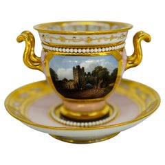 Tasse et soucoupe de cabinet en porcelaine de Barr & Barr Attr Thomas Baxter, vers 1815