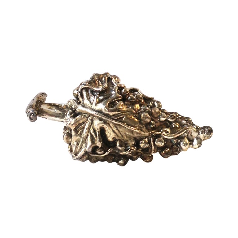 Sterling Silver Wine Bottle Stopper Grapes  For Sale