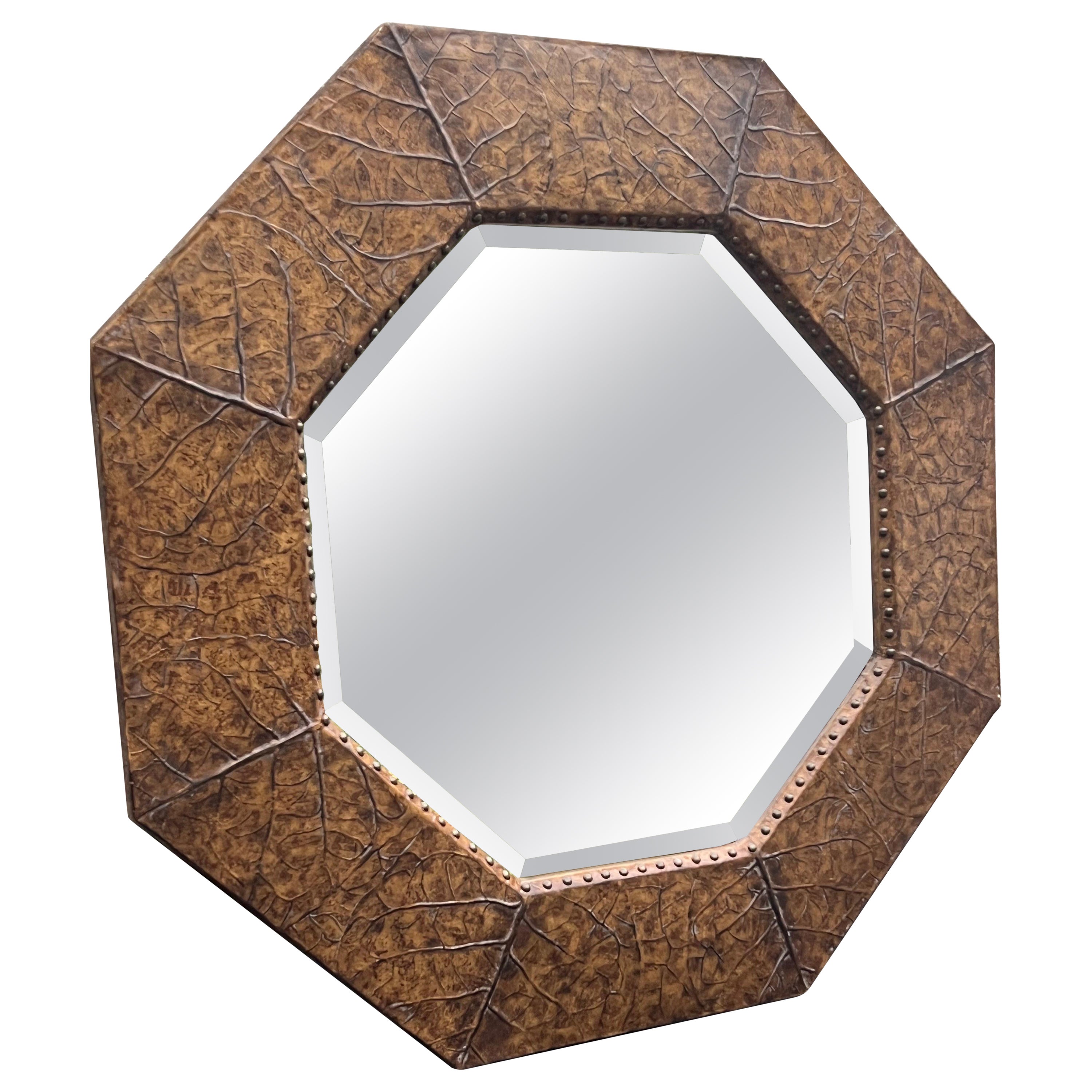 Large Octagonal Leaf Design Mirror For Sale