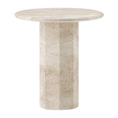 Custom Ashby Round Side Table Handcrafted in Travertine 22" 