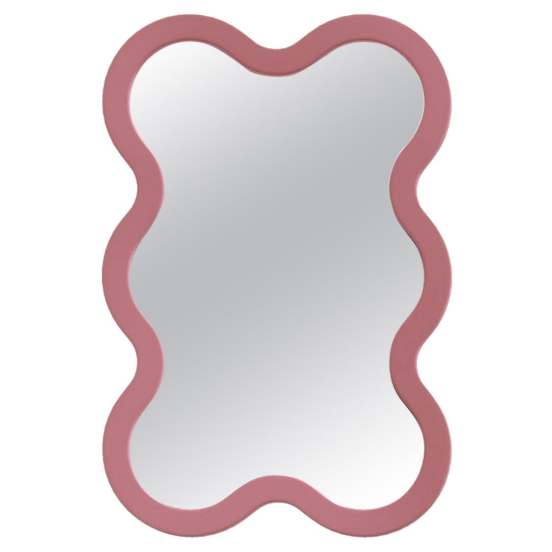 Contemporary Wall Mirror 'Hvyli 6 Mini' by Oitoproducts, Pink Frame For Sale