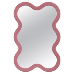 Contemporary Wall Mirror 'Hvyli 6 Mini' by Oitoproducts, Pink Frame