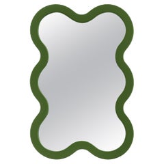 Contemporary Wall Mirror 'Hvyli 6 Mini' by Oitoproducts, Green Frame